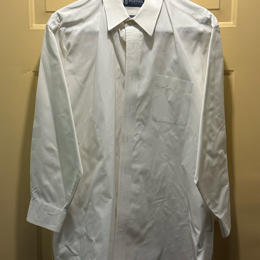 Stafford White Dress Shirt Classic Long-Sleeve Button-Down